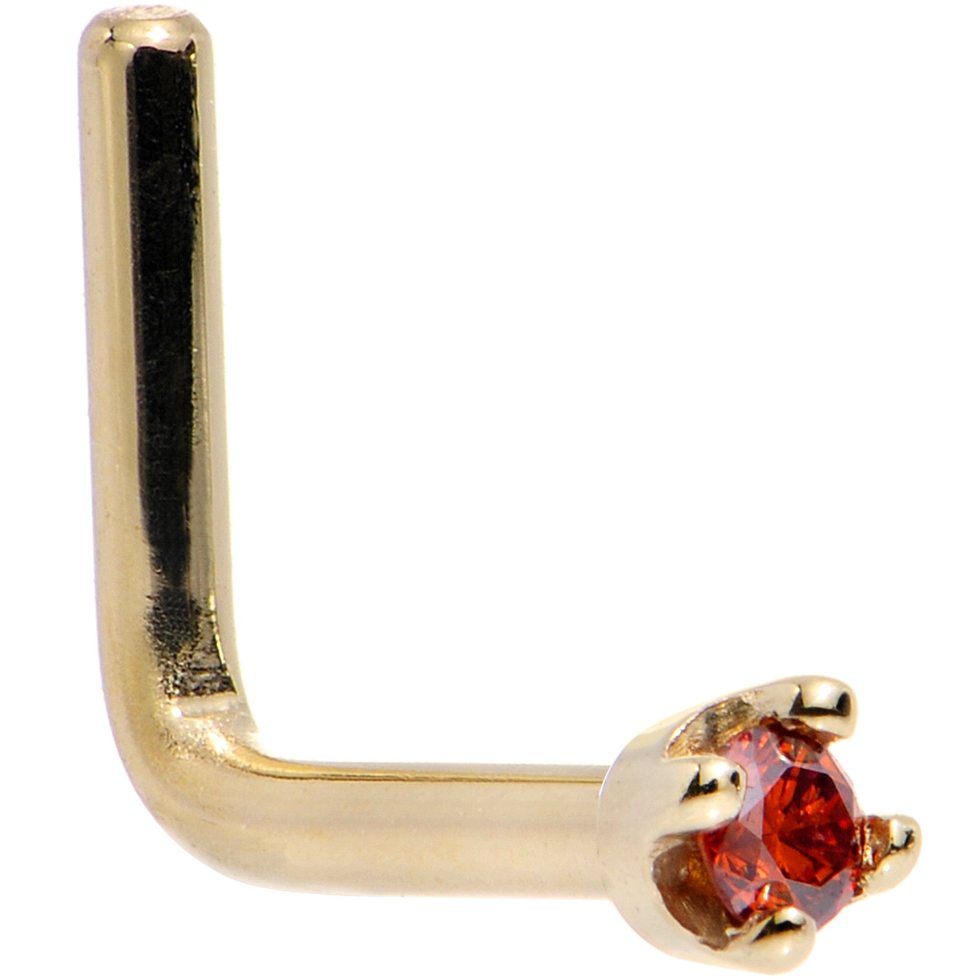 BodyCandy Solid 14K Yellow Gold 1.5mm Genuine Red Diamond Nose Ring — comparison shot