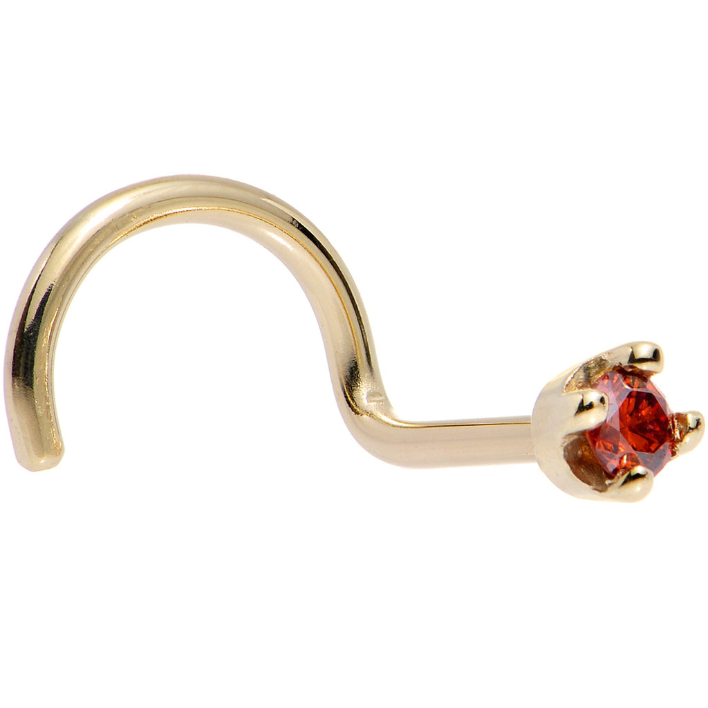 BodyCandy Solid 14K Yellow Gold 1.5mm Genuine Red Diamond Nose Ring — feature highlight