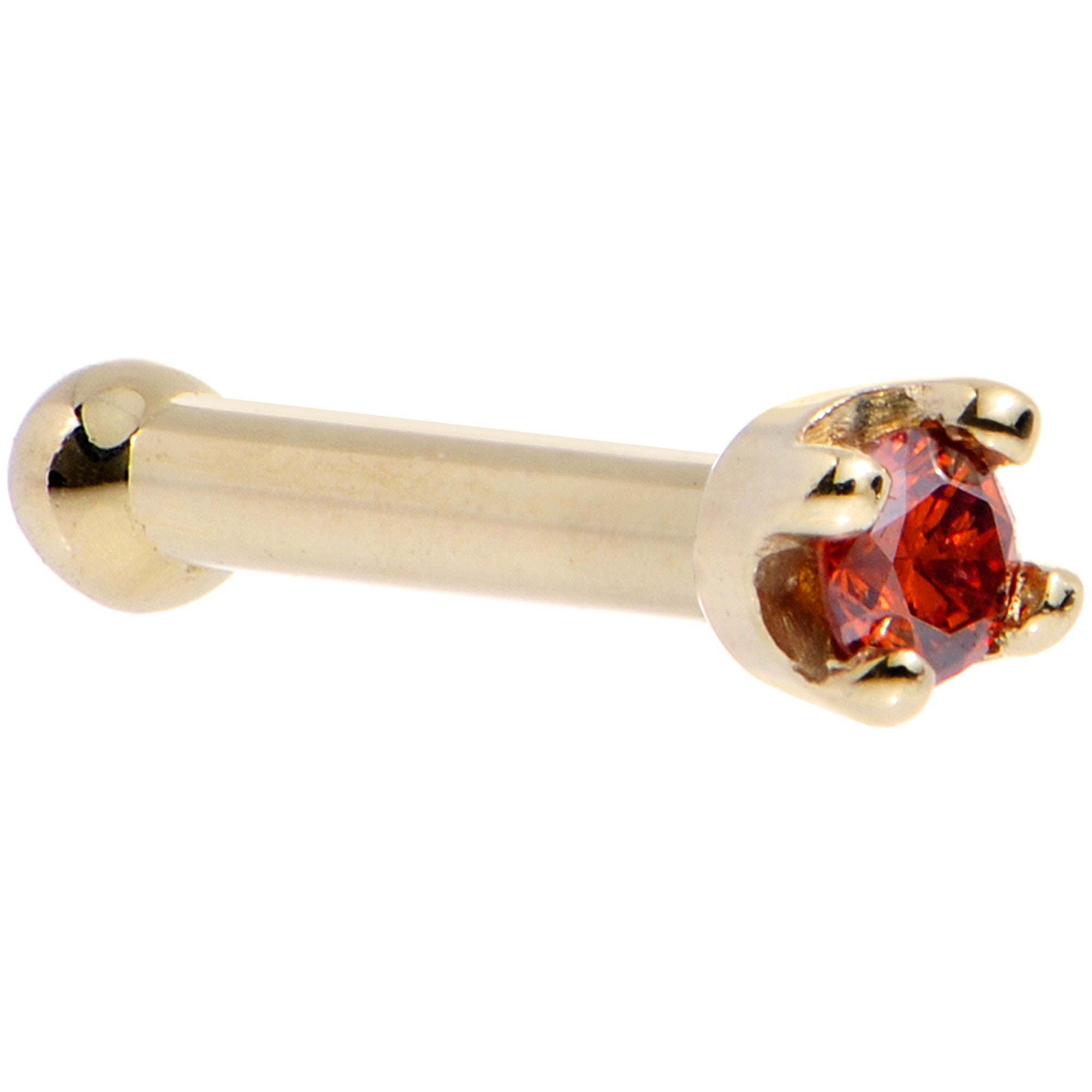 BodyCandy Solid 14K Yellow Gold 1.5mm Genuine Red Diamond Nose Ring — product on model