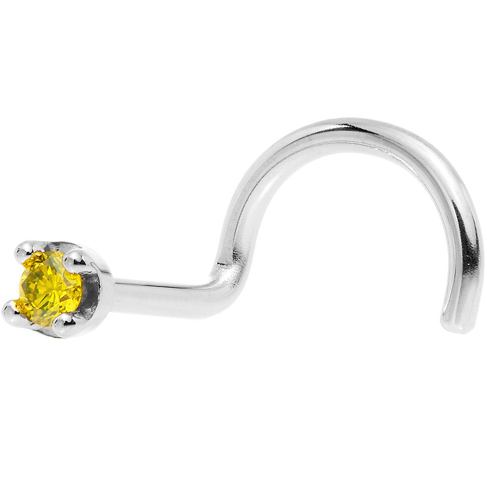 BodyCandy 14k White Gold 2mm Lab Grown Yellow Diamond Nose Ring — size reference