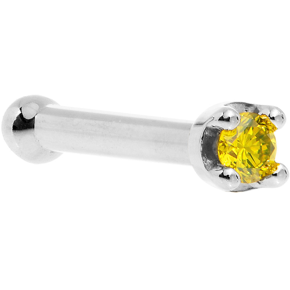 BodyCandy Solid 14K White Gold 1.5mm Genuine Yellow Diamond Nose Ring — alternative angle