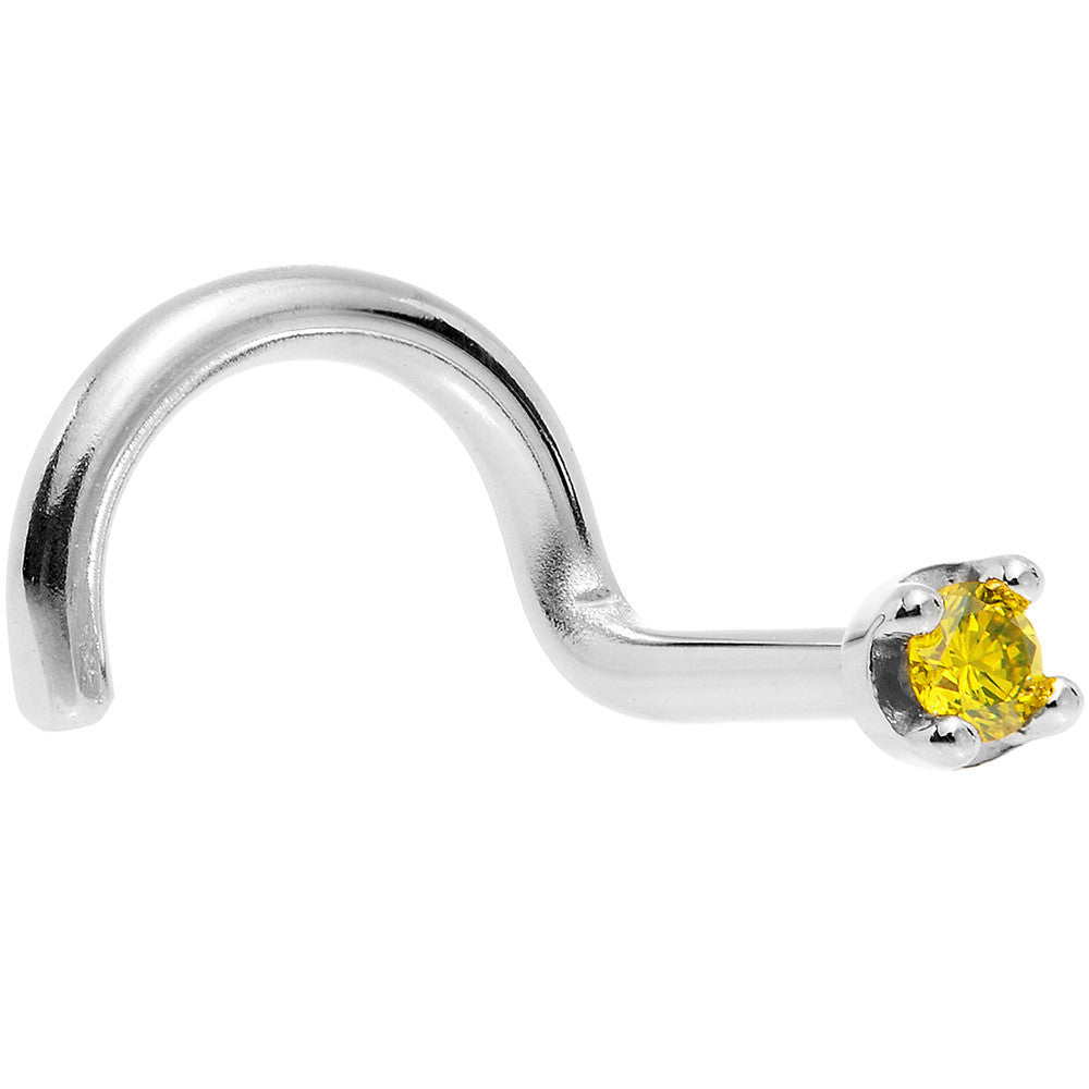 BodyCandy Solid 18K White Gold 1.5mm Genuine Yellow Diamond Nose Ring — alternative angle