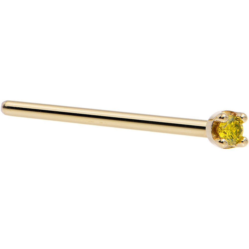 BodyCandy 14k Yellow Gold 2mm Lab Grown Yellow Diamond Nose Ring — side view