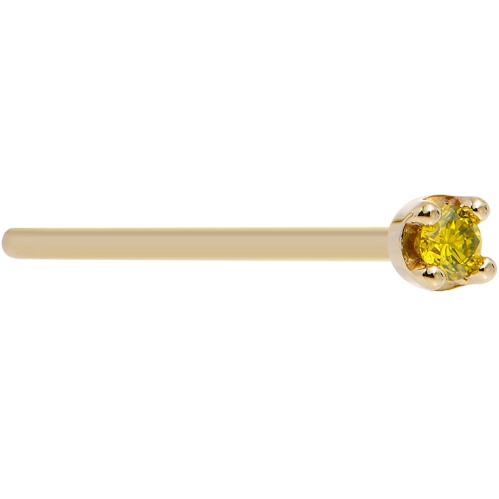BodyCandy Solid 14K Yellow Gold 1.5mm Genuine Yellow Diamond Nose Ring — in-use photo