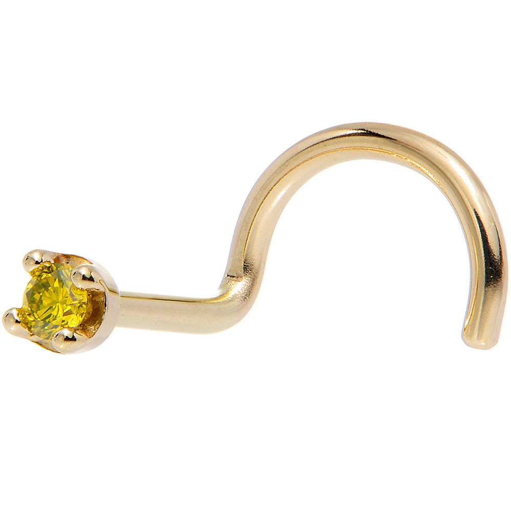 BodyCandy Solid 14K Yellow Gold 1.5mm Genuine Yellow Diamond Nose Ring — size reference