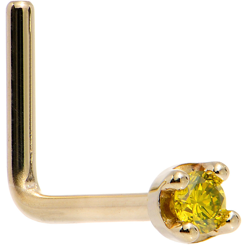 BodyCandy Solid 14K Yellow Gold 1.5mm Genuine Yellow Diamond Nose Ring — color detail