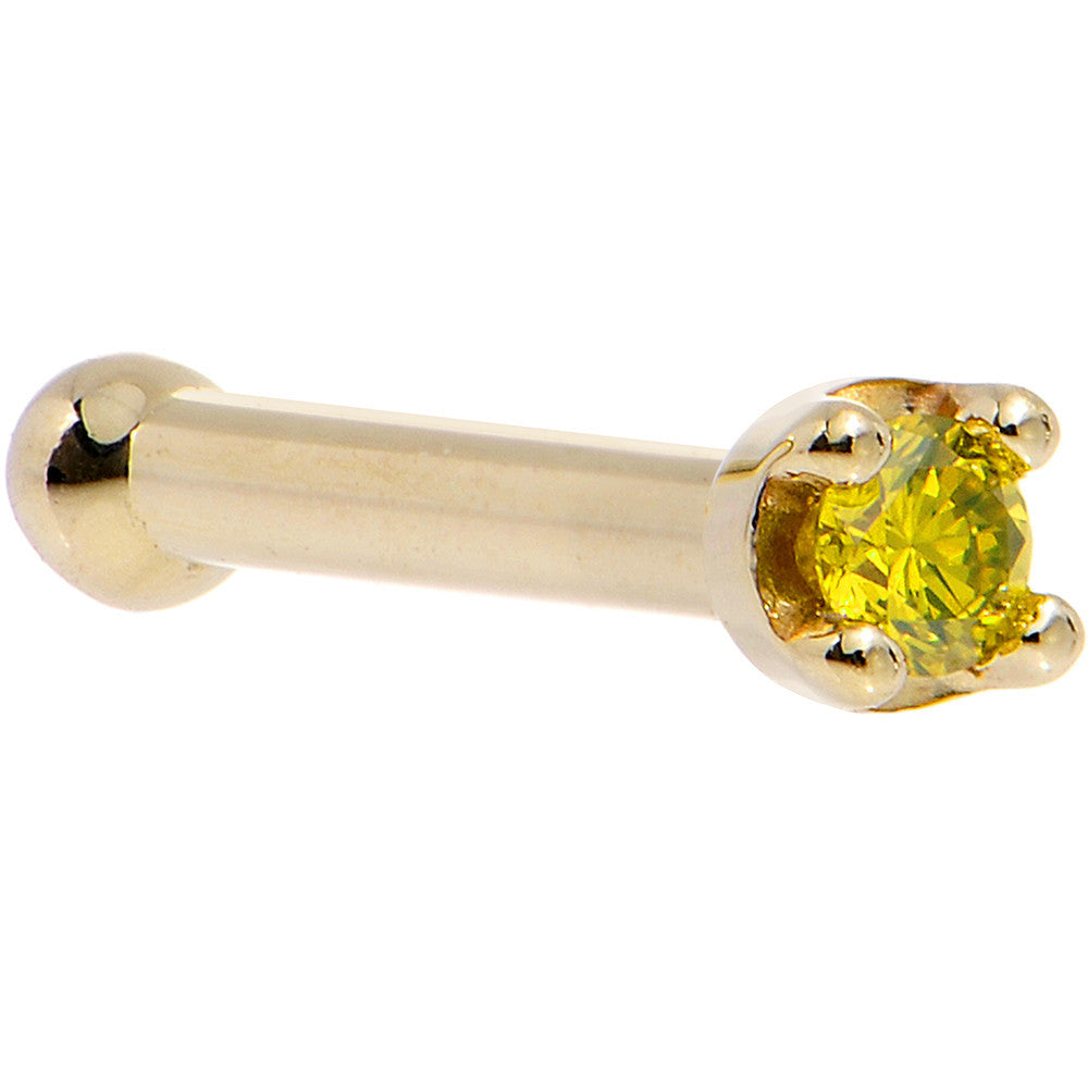 BodyCandy 14k Yellow Gold 2mm Lab Grown Yellow Diamond Nose Ring — alternative angle
