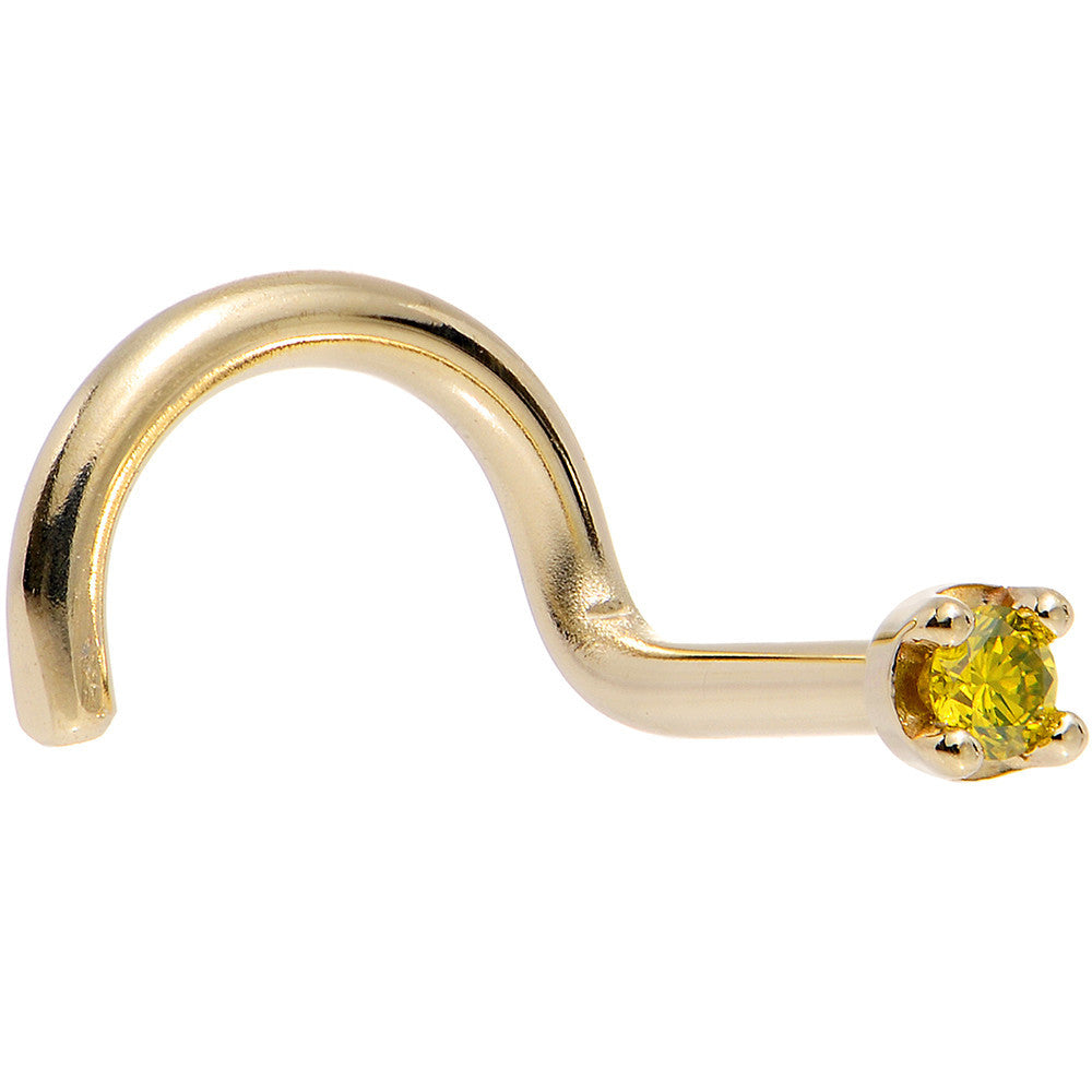 BodyCandy Solid 18K Yellow Gold 1.5mm Genuine Yellow Diamond Nose Ring — alternative angle
