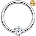 BodyCandy 14G 7/16 Solid 14k White Gold 4mm Clear Cubic Zirconia Tension Captive Ring — main product shot