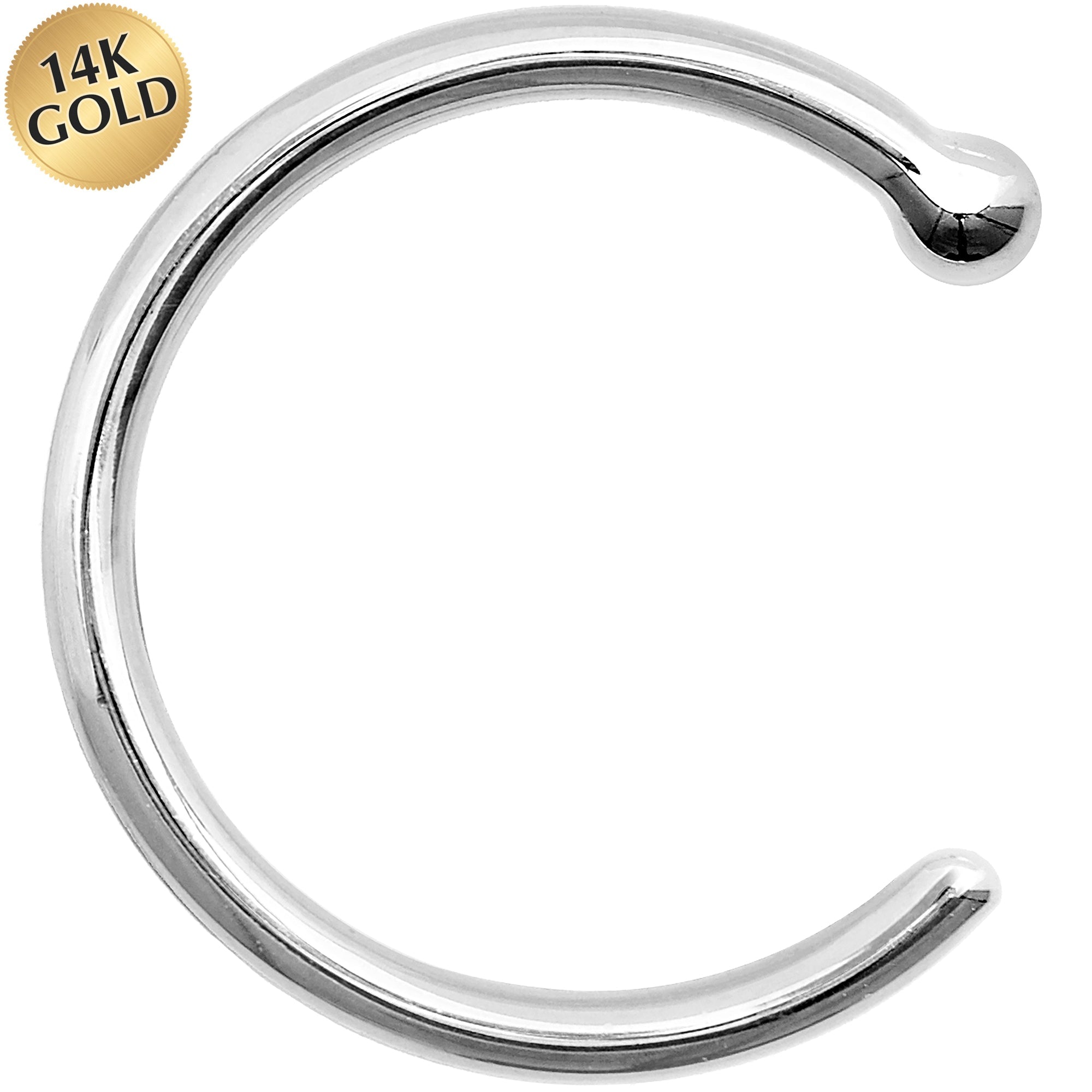 BodyCandy 18G 5/16 Solid 14K White Gold Nose Hoop — side view