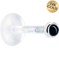BodyCandy 16G 1/4 Solid 14K White Gold 2mm Genuine Onyx Bioplast Tragus Earring Stud — main product shot