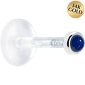 BodyCandy 16G 1/4 Solid 14K White Gold 2mm Genuine Blue Lapis Lazuli Bioplast Tragus Earring Stud — main product shot