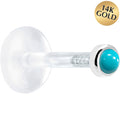 BodyCandy 16G 1/4 Solid 14K White Gold 2mm Genuine Turquoise Bioplast Cartilage Earring Stud — main product shot