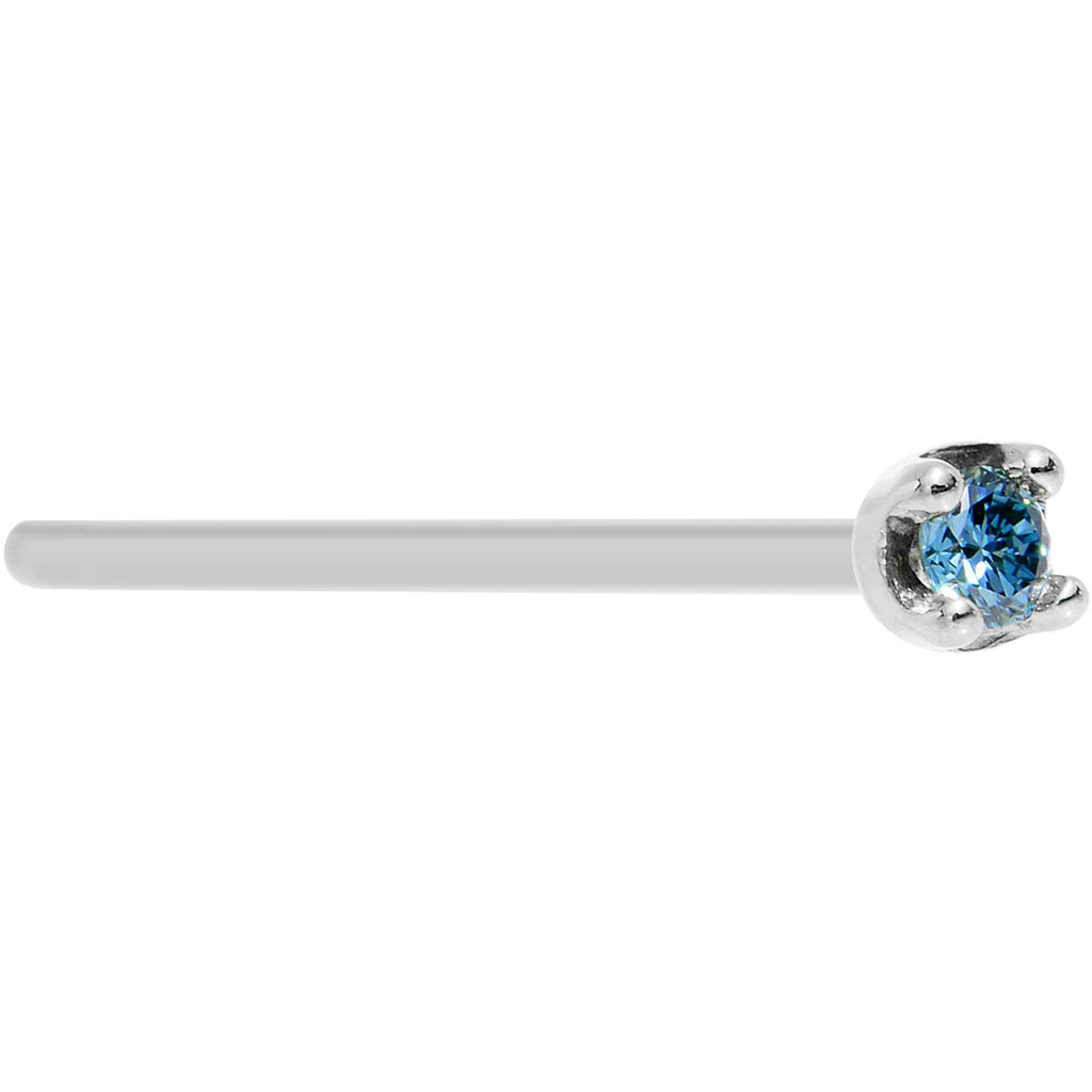 BodyCandy Solid 18K White Gold 1.5mm Genuine Blue Diamond Nose Ring — in-use photo