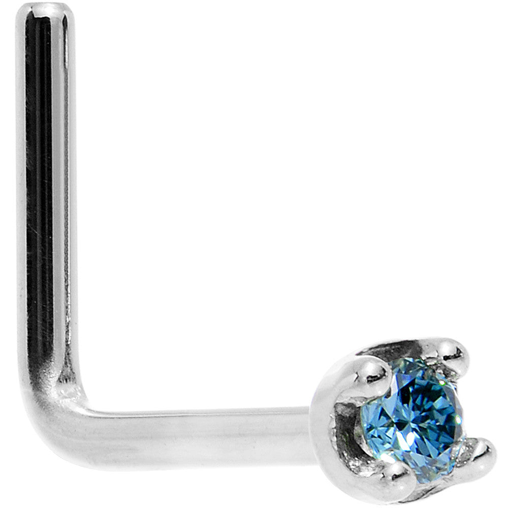 BodyCandy Solid 18K White Gold 1.5mm Genuine Blue Diamond Nose Ring — color detail