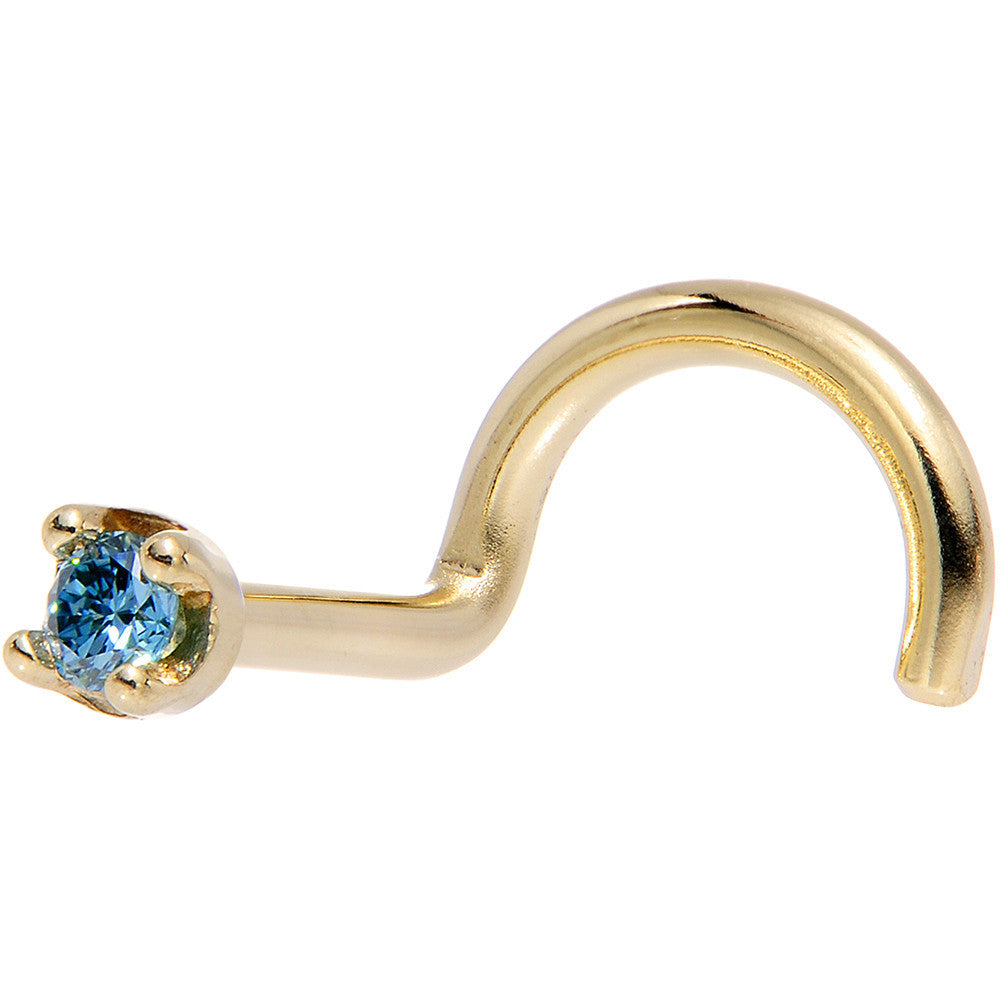 BodyCandy Solid 18K Yellow Gold 1.5mm Genuine Blue Diamond Nose Ring — detail close-up