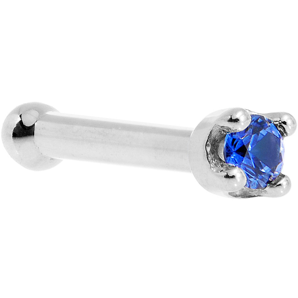 BodyCandy Solid 14K White Gold 1.5mm Genuine Blue Sapphire Nose Stud Ring — back view
