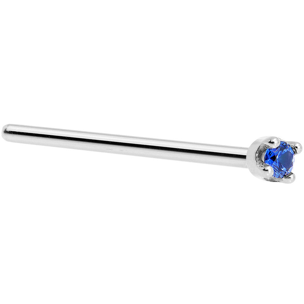 BodyCandy Solid 14K White Gold 1.5mm Genuine Blue Sapphire Nose Stud Ring — alternative angle