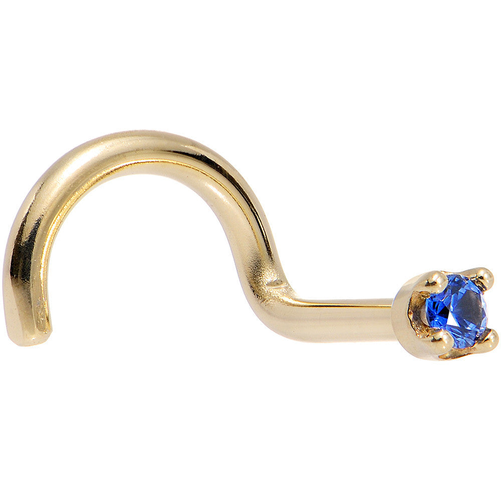 BodyCandy Solid 18K Yellow Gold 1.5mm Genuine Blue Sapphire Nose Ring — detail close-up