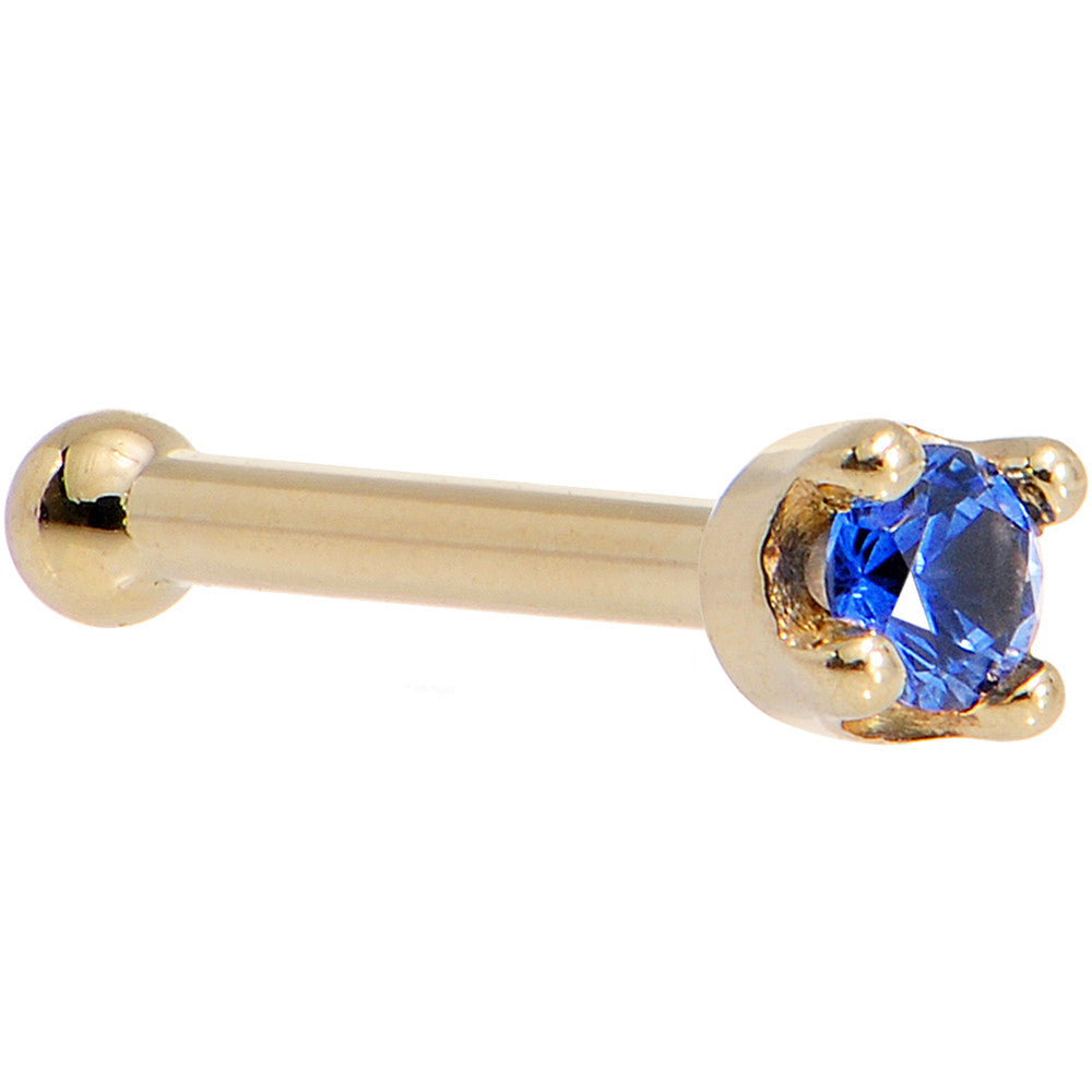 BodyCandy Solid 18K Yellow Gold 1.5mm Genuine Blue Sapphire Nose Ring — color detail