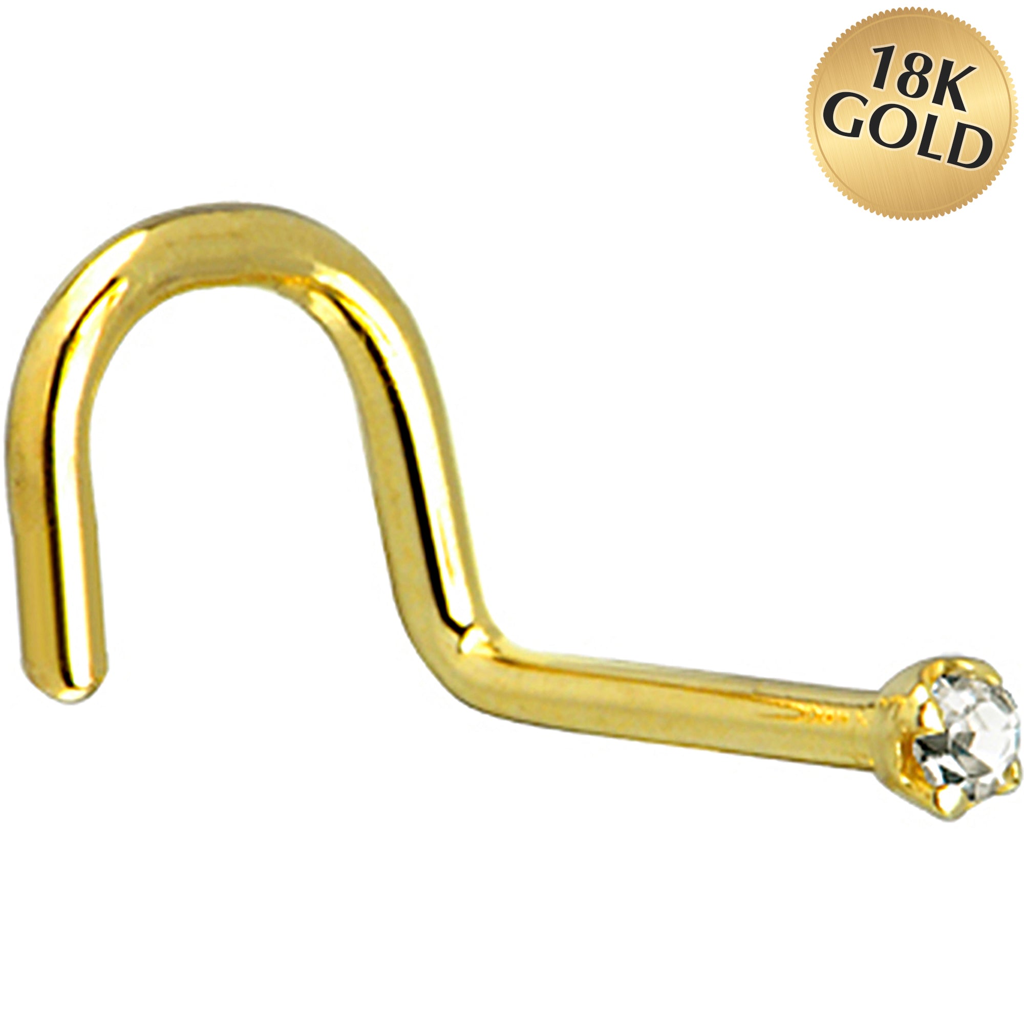 BodyCandy Solid 18K Yellow Gold 1.5mm Genuine Diamond Nose Ring — detail close-up