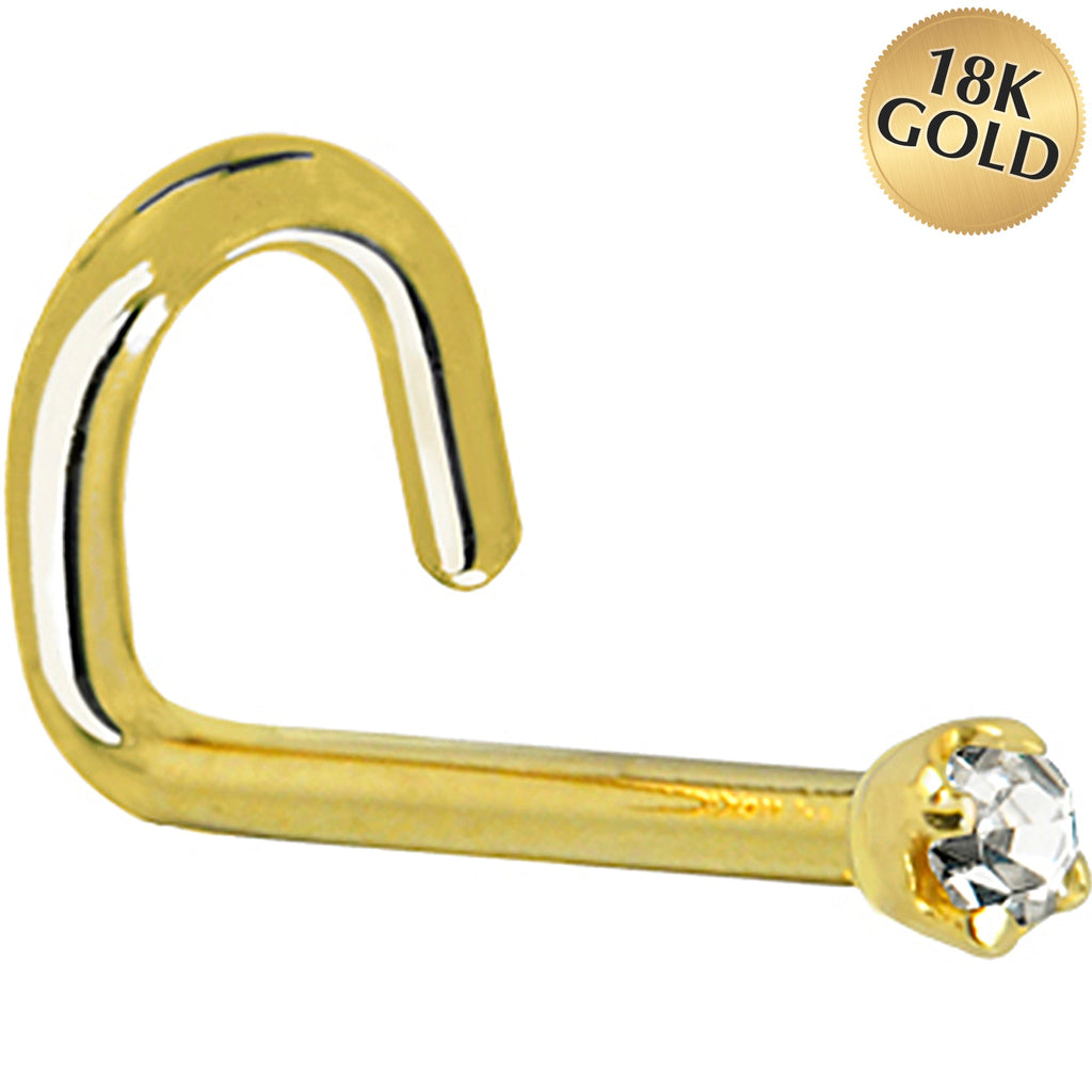 BodyCandy Solid 18K Yellow Gold 1.5mm Genuine Diamond Nose Ring — back view