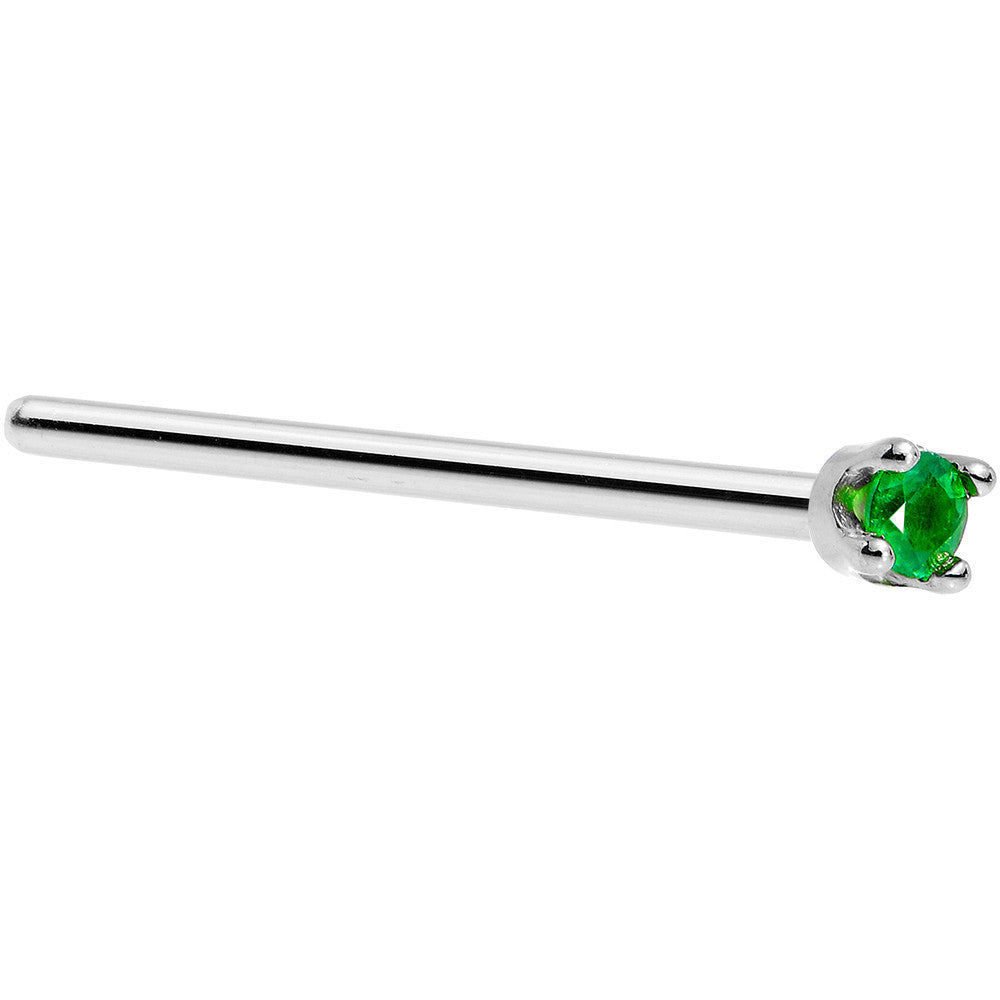 BodyCandy Solid 18K White Gold 1.5mm Genuine Emerald Nose Ring — alternative angle