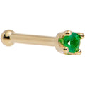 BodyCandy Solid 18K Yellow Gold 1.5mm Genuine Emerald Nose Ring — color detail