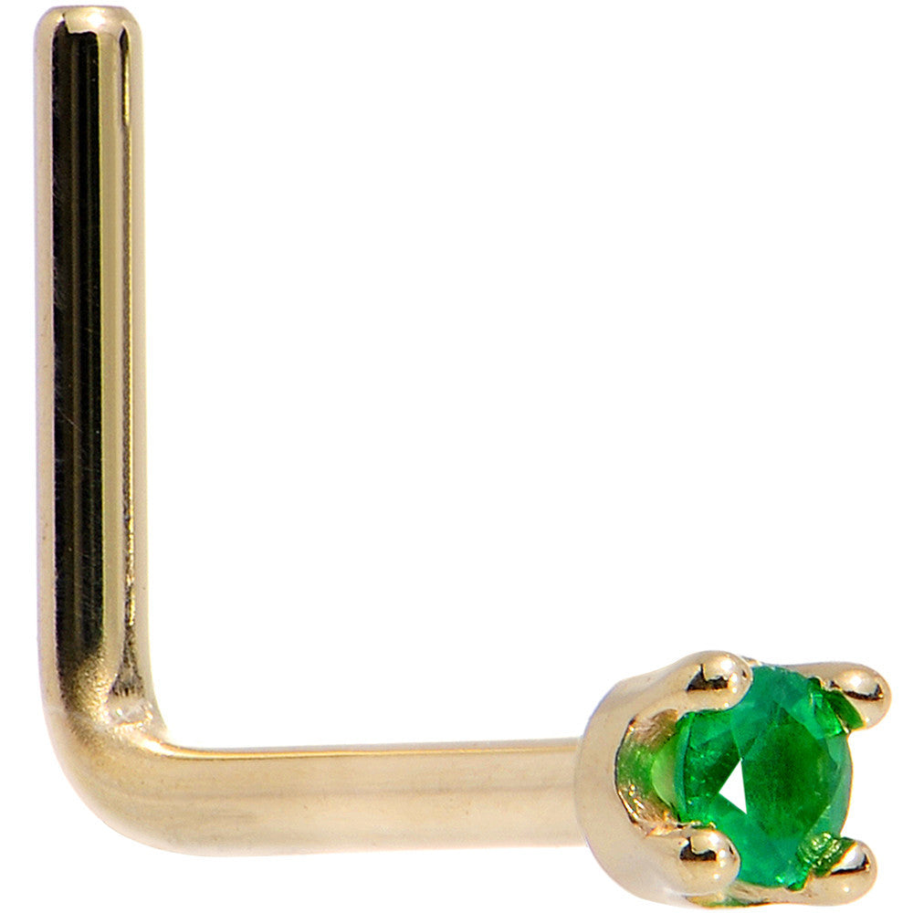 BodyCandy Solid 18K Yellow Gold 1.5mm Genuine Emerald Nose Ring — packaging