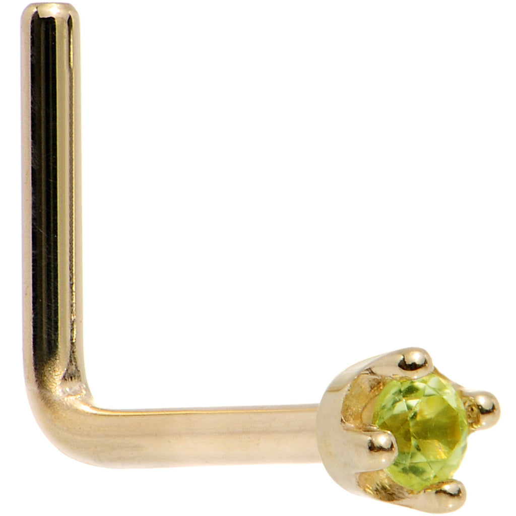 BodyCandy Solid 18K Yellow Gold 1.5mm Genuine Peridot Nose Ring — size reference