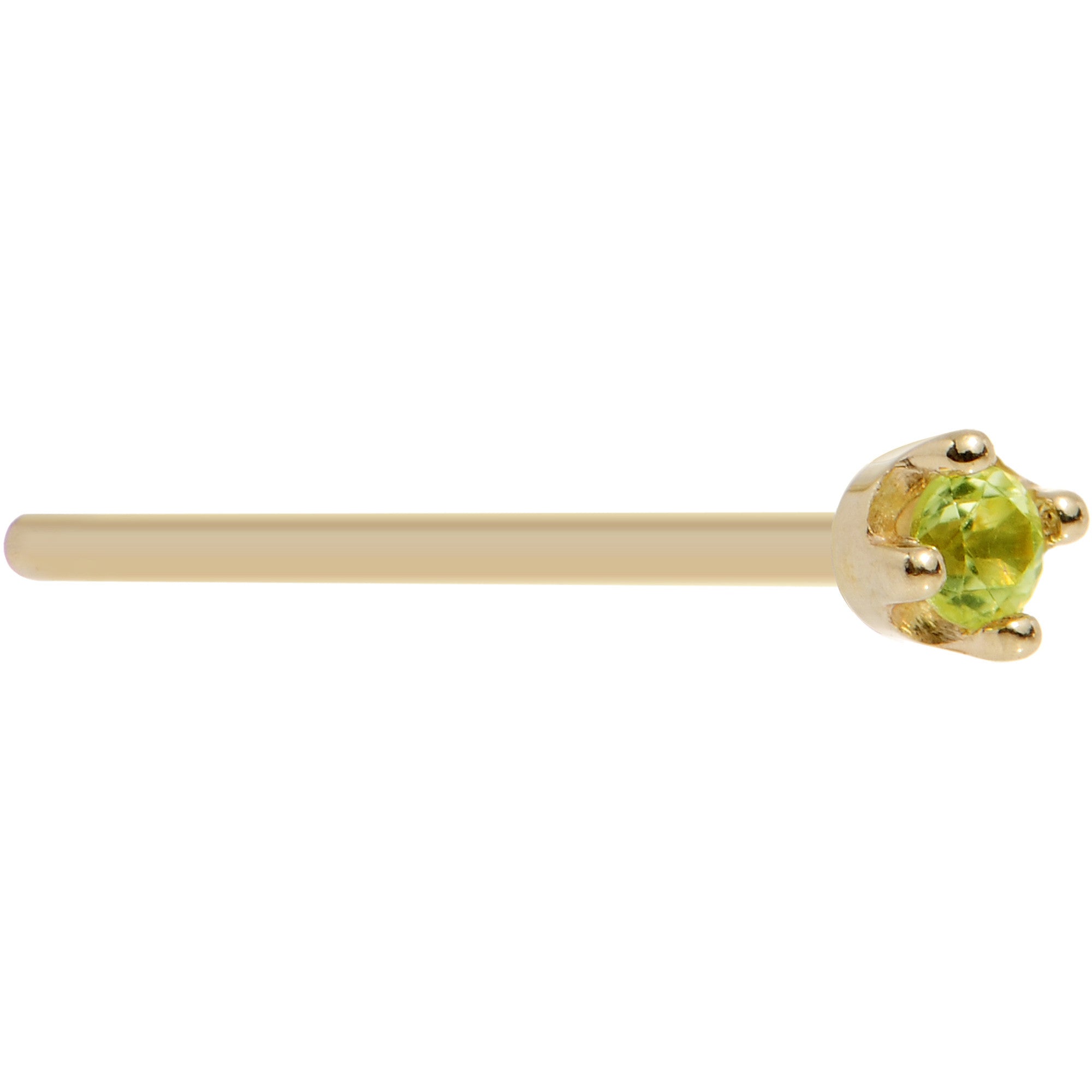 BodyCandy Solid 18K Yellow Gold 1.5mm Genuine Peridot Nose Ring — comparison shot