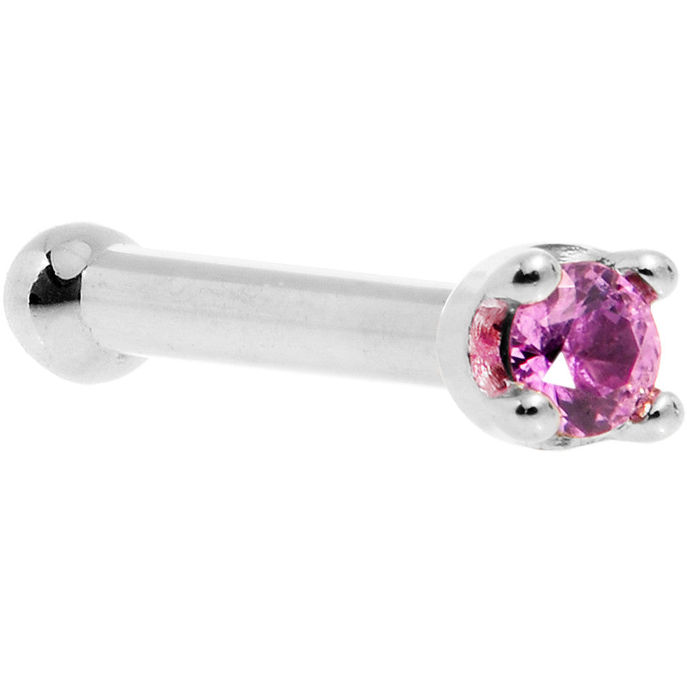 BodyCandy Solid 18K White Gold 1.5mm Genuine Pink Sapphire Nose Ring — back view