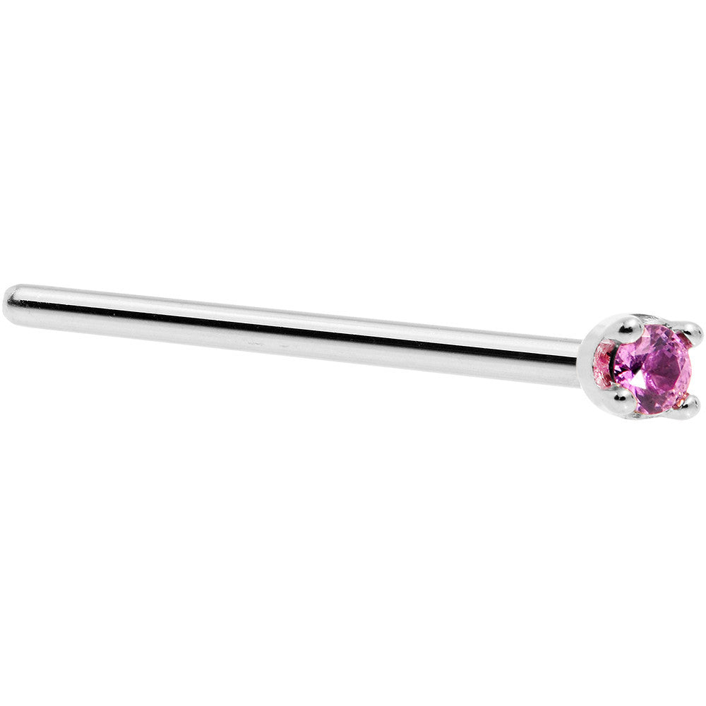 BodyCandy Solid 14K White Gold 1.5mm Genuine Pink Sapphire Nose Ring — back view