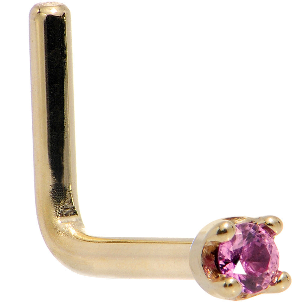 BodyCandy Solid 14K Yellow Gold 1.5mm Genuine Pink Sapphire Nose Ring — lifestyle context