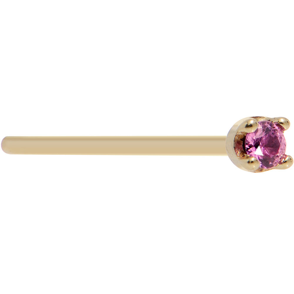 BodyCandy Solid 18K Yellow Gold 1.5mm Genuine Pink Sapphire Nose Ring — comparison shot