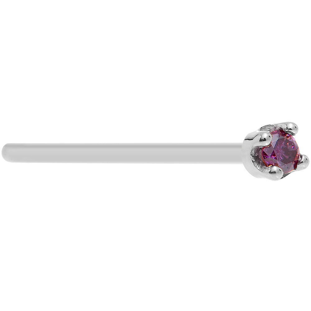 BodyCandy Solid 18K White Gold 1.5mm Genuine Purple Diamond Nose Ring — in-use photo