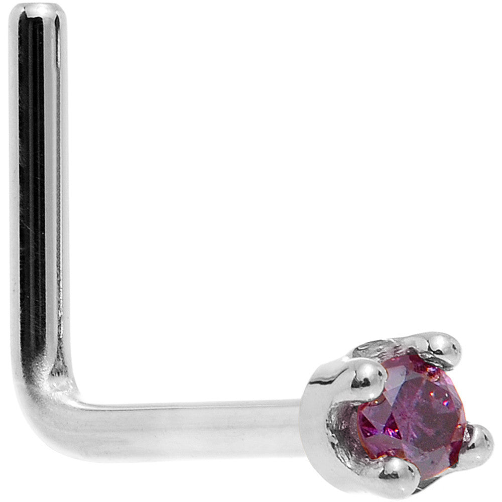 BodyCandy Solid 18K White Gold 1.5mm Genuine Purple Diamond Nose Ring — color detail