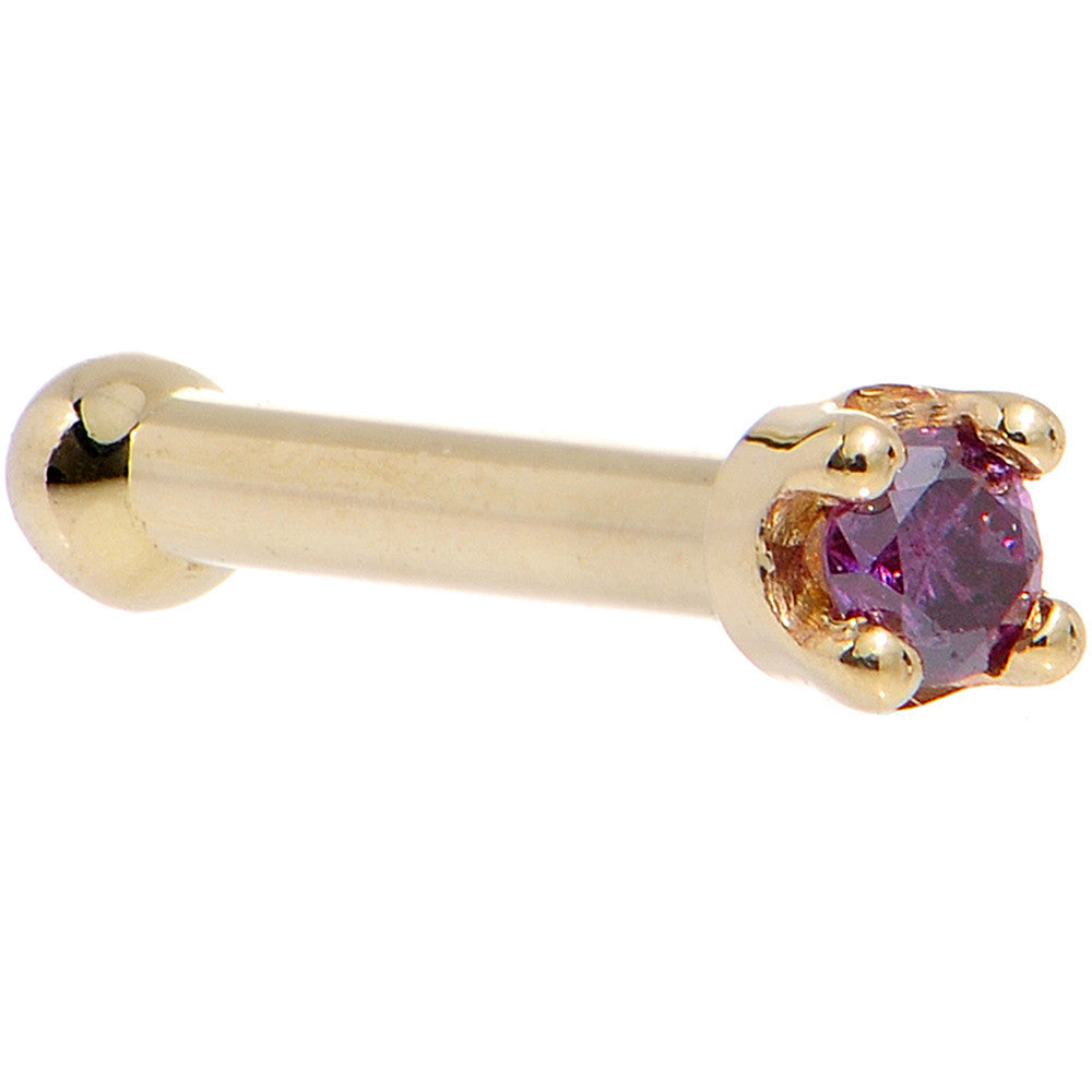 BodyCandy Solid 18K Yellow Gold 1.5mm Genuine Purple Diamond Nose Ring — alternative angle