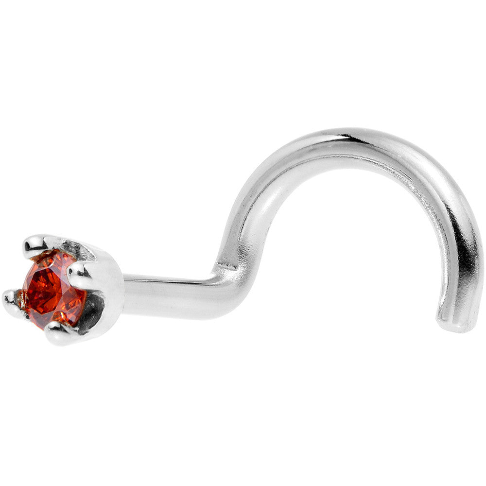 BodyCandy 14k White Gold 2mm Lab Grown Red Diamond Nose Ring — detail close-up