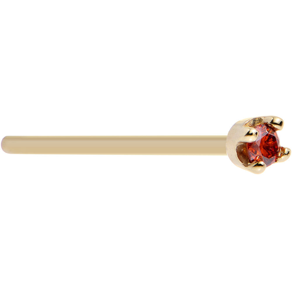 BodyCandy Solid 18K Yellow Gold 1.5mm Genuine Red Diamond Nose Ring — in-use photo