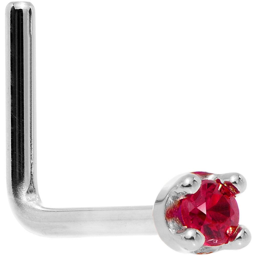 BodyCandy Solid 18K White Gold 1.5mm Diamond Cut Genuine Ruby Nose Ring — comparison shot