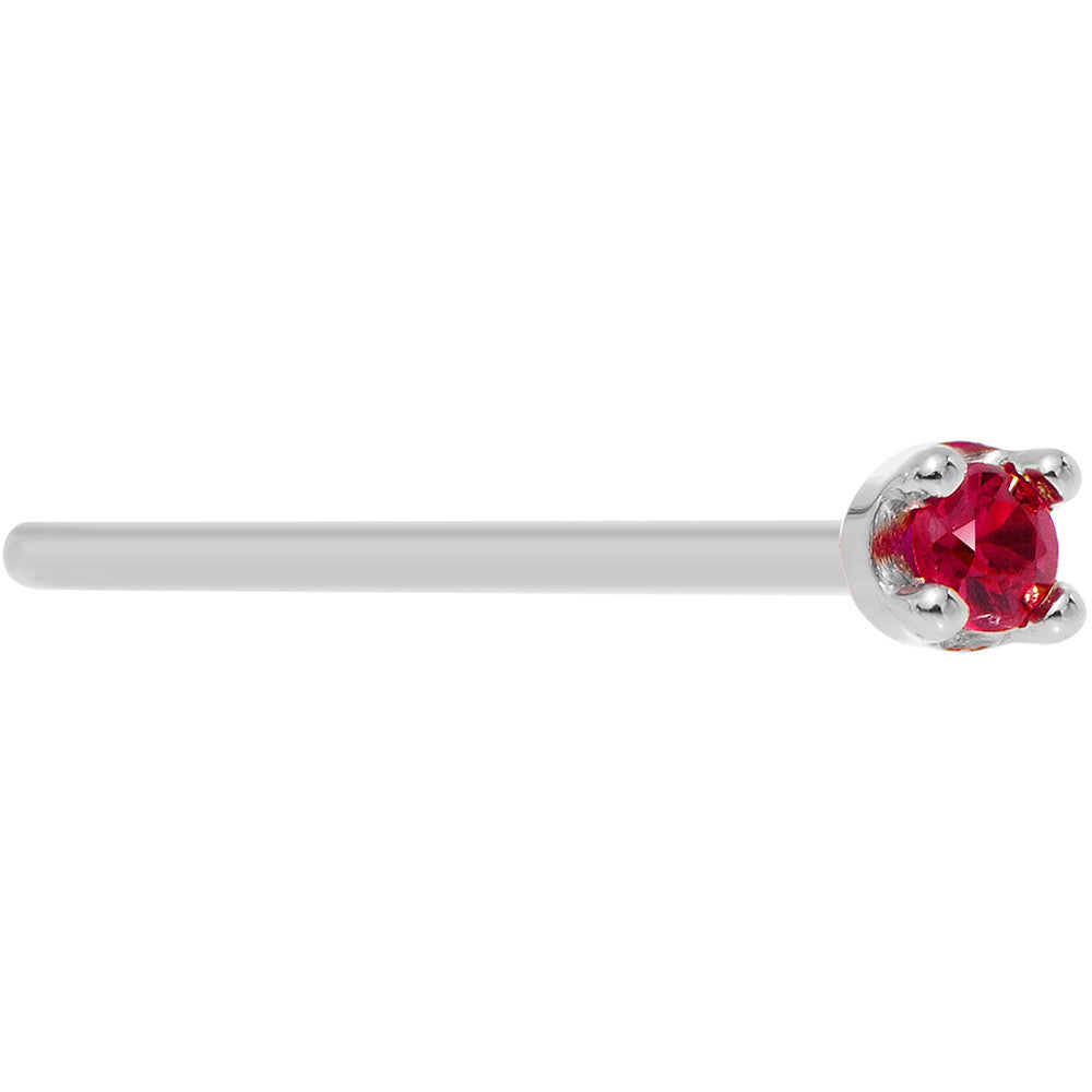 BodyCandy Solid 18K White Gold 1.5mm Diamond Cut Genuine Ruby Nose Ring — product on model