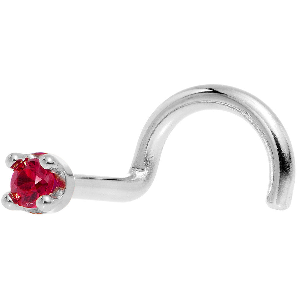 BodyCandy Solid 18K White Gold 1.5mm Diamond Cut Genuine Ruby Nose Ring — main product shot