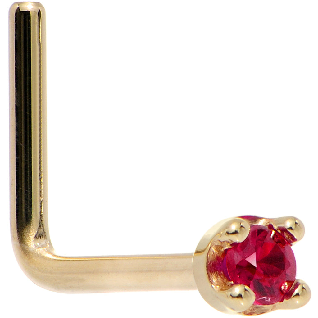 BodyCandy Solid 18K Yellow Gold 1.5mm Diamond Cut Genuine Ruby Nose Ring — size reference