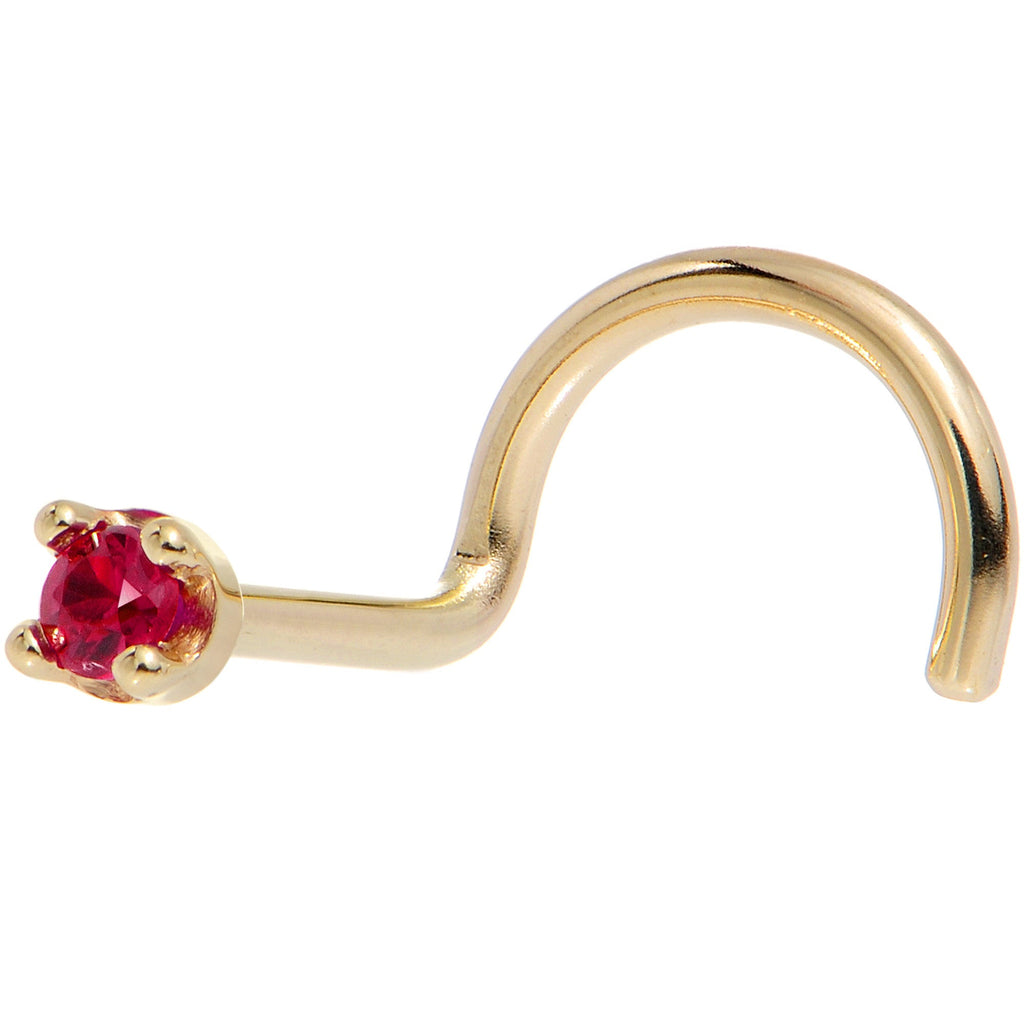 BodyCandy Solid 18K Yellow Gold 1.5mm Diamond Cut Genuine Ruby Nose Ring — comparison shot