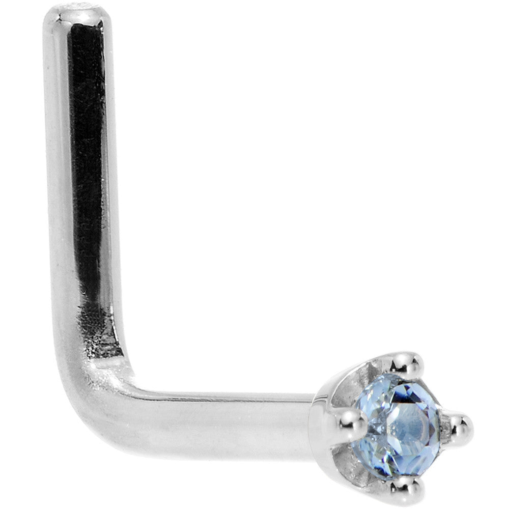 BodyCandy Solid 14K White Gold 1.5mm Genuine Topaz Nose Ring — side view