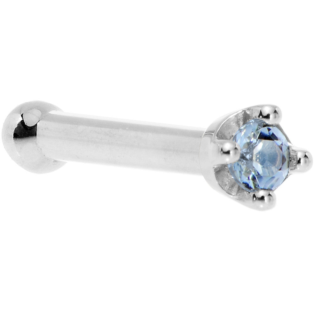 BodyCandy Solid 14K White Gold 1.5mm Genuine Topaz Nose Ring — back view