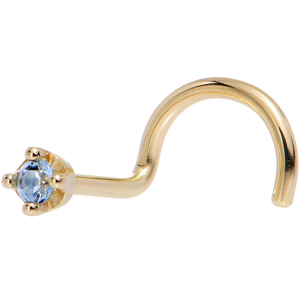 BodyCandy Solid 18K Yellow Gold 1.5mm Genuine Topaz Nose Ring — feature highlight