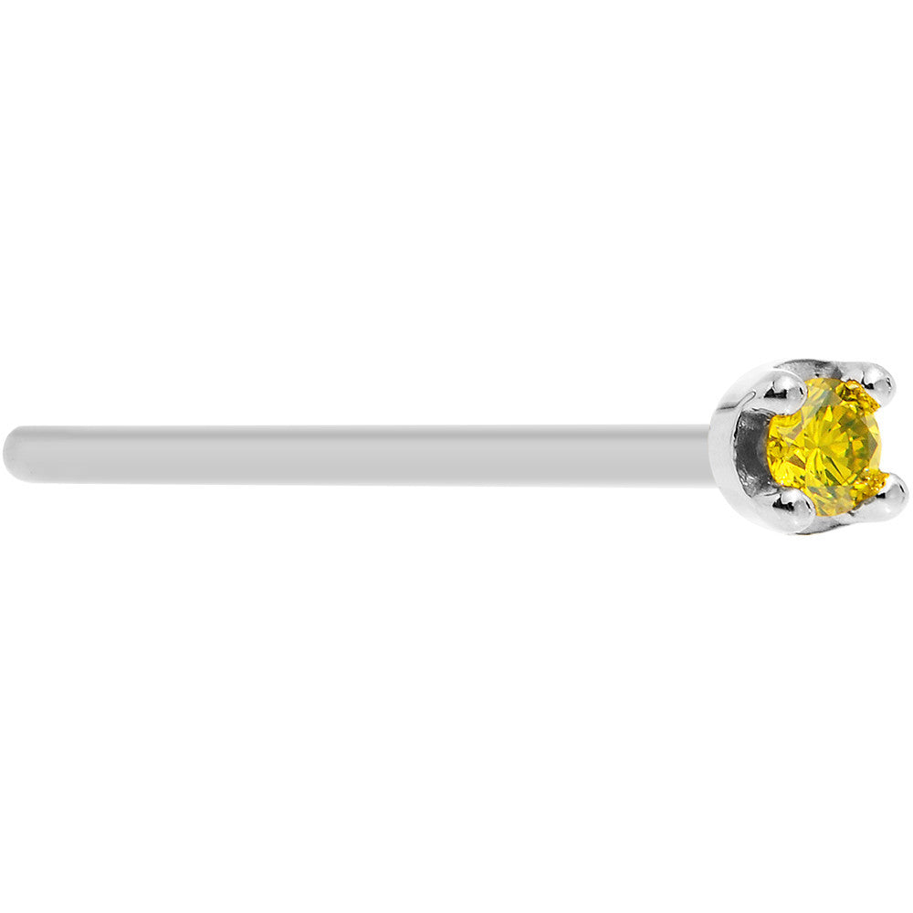 BodyCandy Solid 18K White Gold 1.5mm Genuine Yellow Diamond Nose Ring — in-use photo