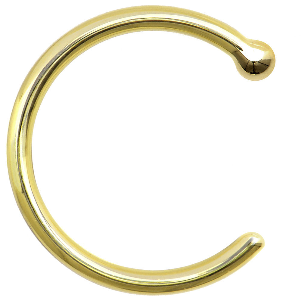 BodyCandy 18G 3/8 Solid 18K Yellow Gold Nose Hoop — side view